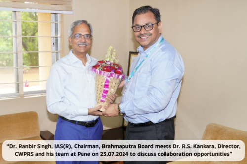 “Dr. Ranbir Singh, IAS(R), Chairman, Brahmaputra Board meets Dr. R.S. Kankara, Director, CWPRS and his team at Pune on 23.07.2024 to discuss collaboration opportunities”